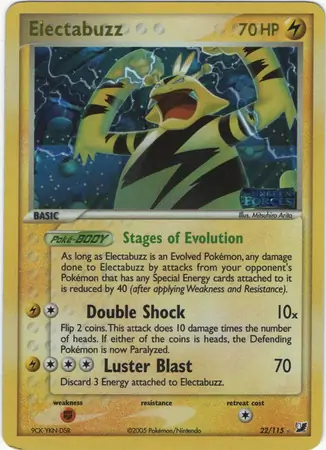 Electabuzz Reverse Holo Pokemon card from Unseen Forces