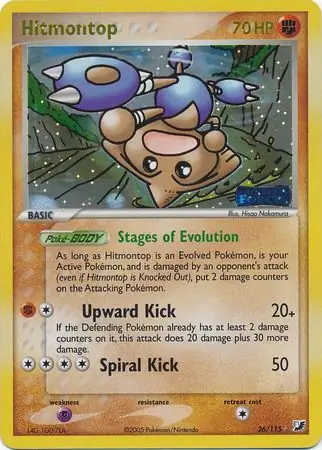 Hitmontop Reverse Holo Pokemon card from Unseen Forces
