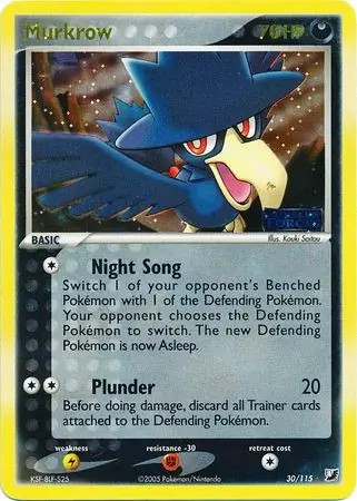 Murkrow Reverse Holo Pokemon card from Unseen Forces