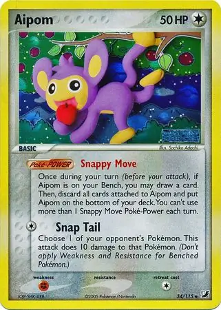 Aipom Reverse Holo Pokemon card from Unseen Forces
