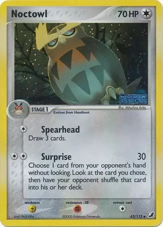 Noctowl Reverse Holo Pokemon card from Unseen Forces
