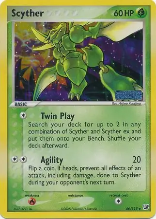Scyther Reverse Holo Pokemon card from Unseen Forces