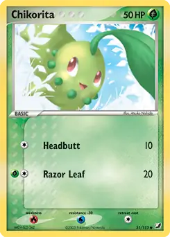 Chikorita Pokemon card from Unseen Forces
