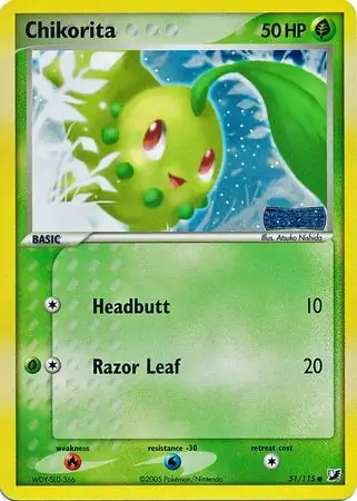 Chikorita Reverse Holo Pokemon card from Unseen Forces
