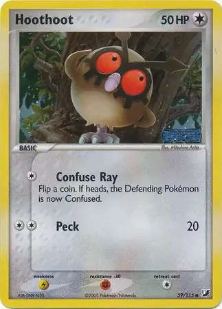Hoothoot Reverse Holo Pokemon card from Unseen Forces