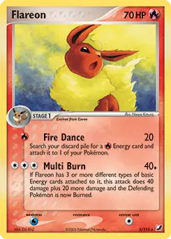 Flareon Pokemon card from Unseen Forces