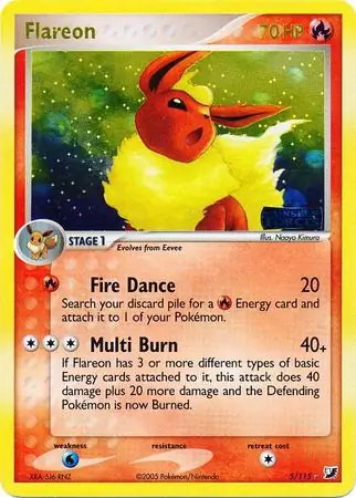 Flareon Reverse Holo Pokemon card from Unseen Forces
