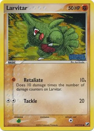 Larvitar Reverse Holo Pokemon card from Unseen Forces