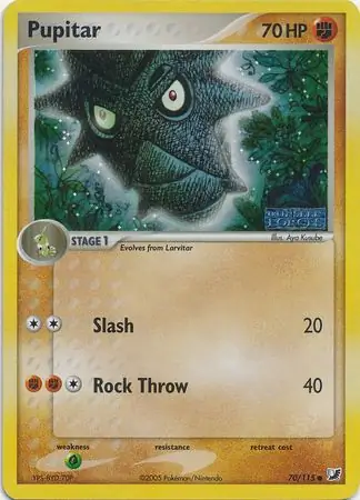 Pupitar Reverse Holo Pokemon card from Unseen Forces