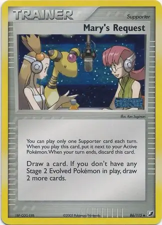 Mary's Request Reverse Holo Pokemon card from Unseen Forces