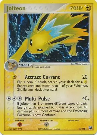 Jolteon Reverse Holo Pokemon card from Unseen Forces