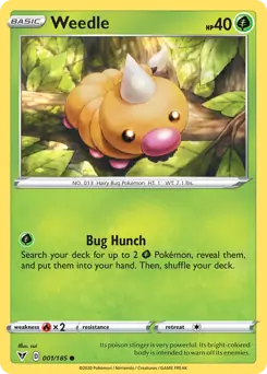 Weedle Pokemon card from Vivid Voltage