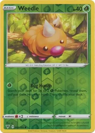 Weedle Reverse Holo Pokemon card from Vivid Voltage