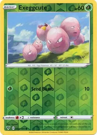 Exeggcute Reverse Holo Pokemon card from Vivid Voltage