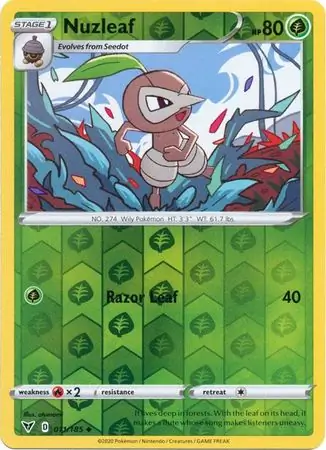 Nuzleaf Reverse Holo Pokemon card from Vivid Voltage