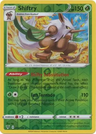 Shiftry Reverse Holo Pokemon card from Vivid Voltage