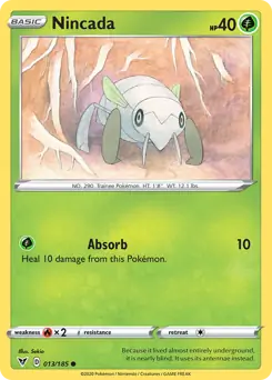 Nincada Pokemon card from Vivid Voltage