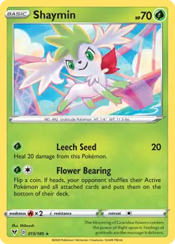 Shaymin Pokemon card from Vivid Voltage