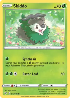 Skiddo Pokemon card from Vivid Voltage