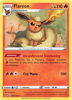 Flareon Pokemon card from Vivid Voltage