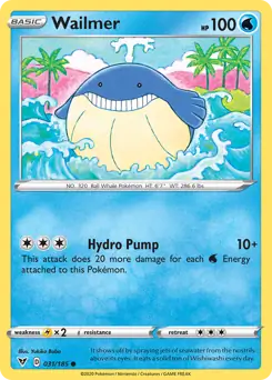 Wailmer Pokemon card from Vivid Voltage