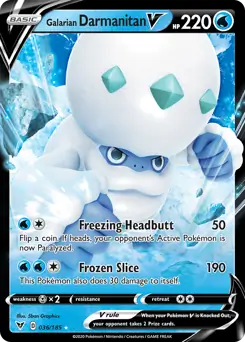 Galarian Darmanitan V Pokemon card from Vivid Voltage