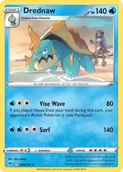 Drednaw Pokemon card from Vivid Voltage