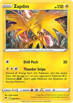 Zapdos Pokemon card from Vivid Voltage