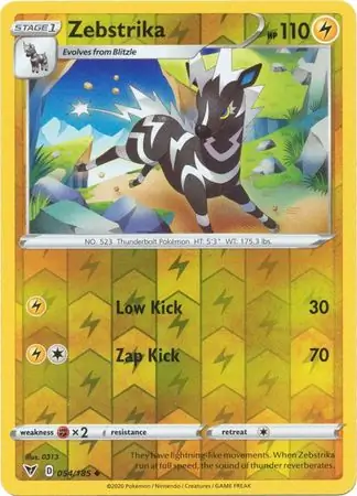 Zebstrika Reverse Holo Pokemon card from Vivid Voltage
