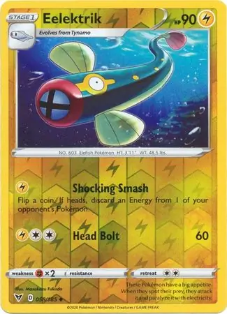 Eelektrik Reverse Holo Pokemon card from Vivid Voltage