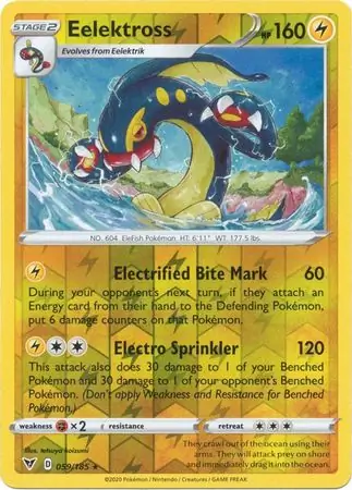 Eelektross Reverse Holo Pokemon card from Vivid Voltage