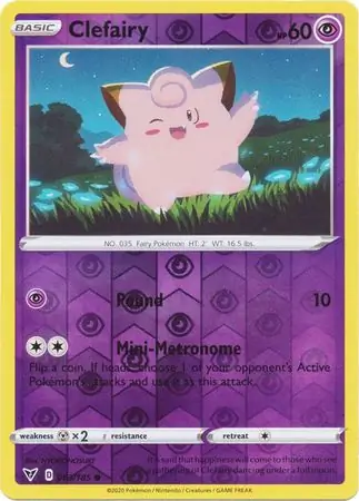 Clefairy Reverse Holo Pokemon card from Vivid Voltage