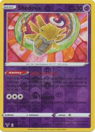 Shedinja Reverse Holo Pokemon card from Vivid Voltage