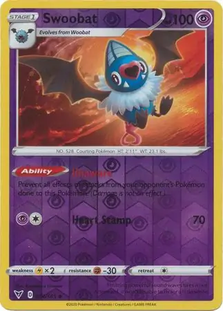 Swoobat Reverse Holo Pokemon card from Vivid Voltage