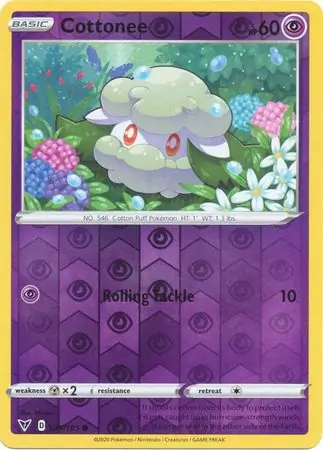Cottonee Reverse Holo Pokemon card from Vivid Voltage