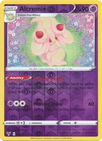 Alcremie Reverse Holo Pokemon card from Vivid Voltage