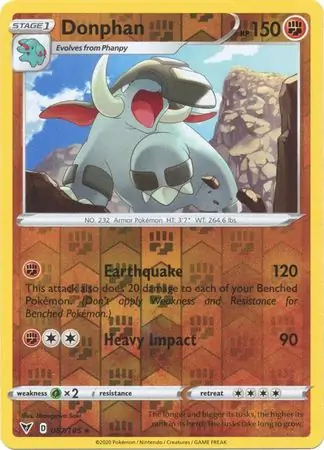 Donphan Reverse Holo Pokemon card from Vivid Voltage
