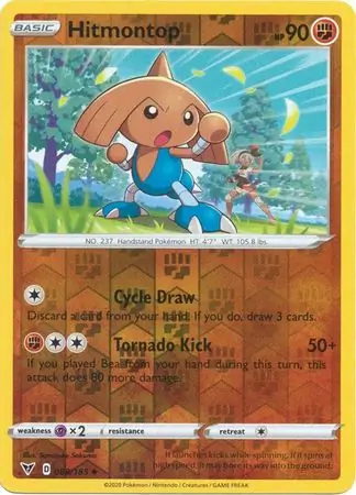 Hitmontop Reverse Holo Pokemon card from Vivid Voltage