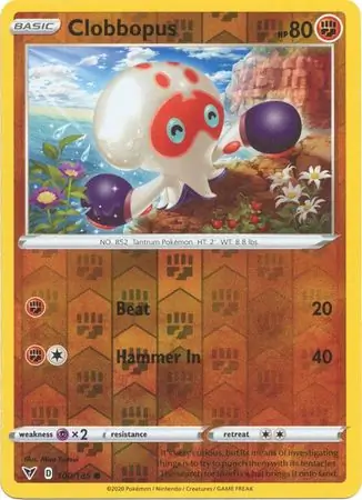 Clobbopus Reverse Holo Pokemon card from Vivid Voltage