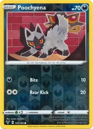 Poochyena Reverse Holo Pokemon card from Vivid Voltage
