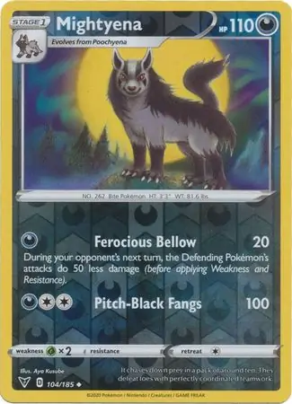 Mightyena Reverse Holo Pokemon card from Vivid Voltage
