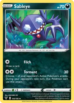 Sableye Pokemon card from Vivid Voltage