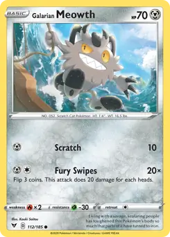 Galarian Meowth Pokemon card from Vivid Voltage