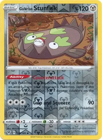 Galarian Stunfisk Reverse Holo Pokemon card from Vivid Voltage