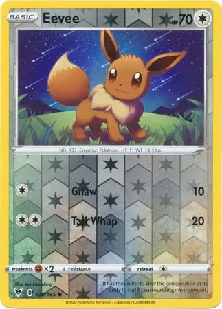 Eevee Reverse Holo Pokemon card from Vivid Voltage