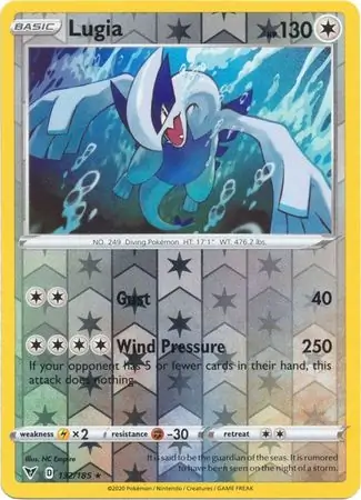 Lugia Reverse Holo Pokemon card from Vivid Voltage