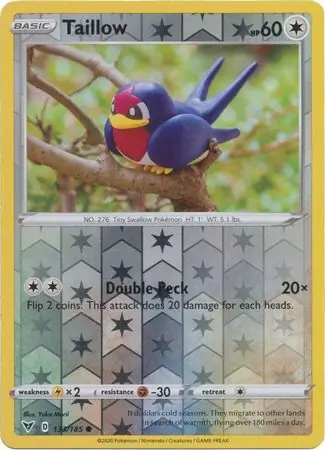 Taillow Reverse Holo Pokemon card from Vivid Voltage