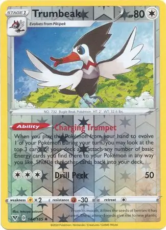 Trumbeak Reverse Holo Pokemon card from Vivid Voltage