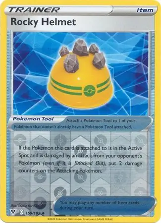 Rocky Helmet Reverse Holo Pokemon card from Vivid Voltage