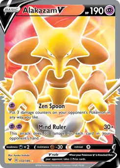 Full Art Alakazam V Pokemon card from Vivid Voltage